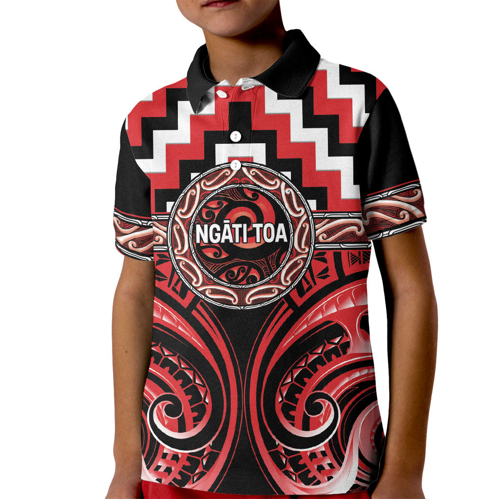 Aotearoa Ngati Toa Personalised Kid Polo Shirt Maori Iwi Poutama Puhoro Tattoo