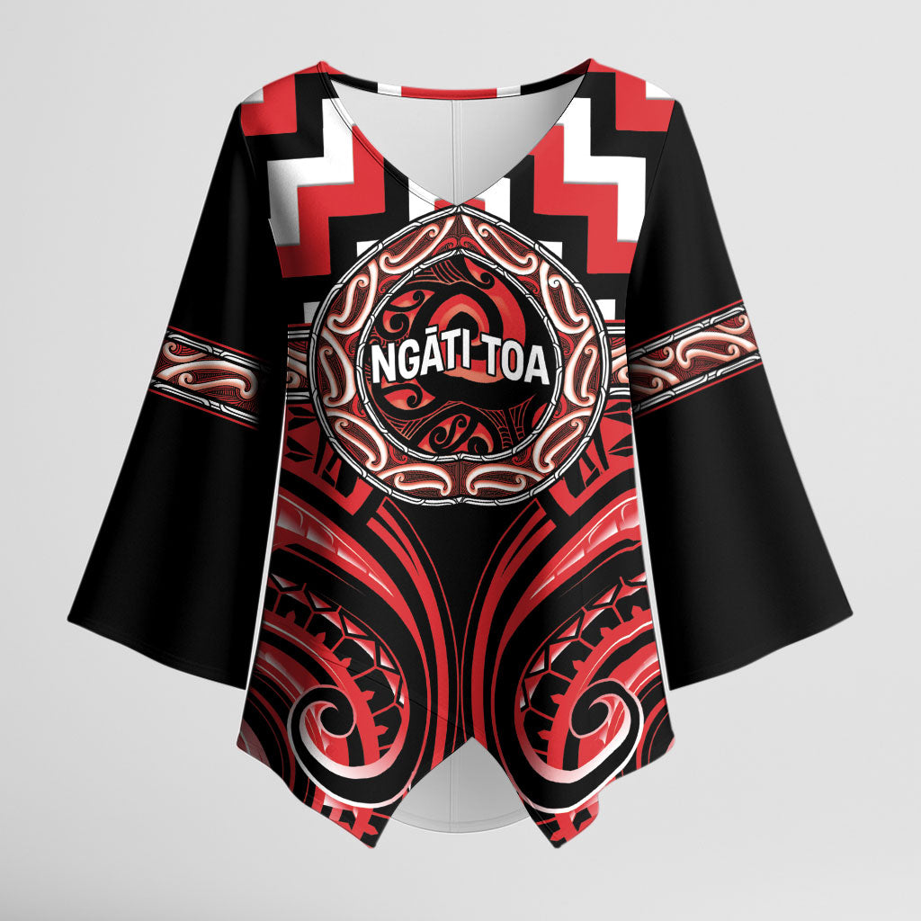 Aotearoa Ngati Toa Personalised Kimono Sleeve Blouse Maori Iwi Poutama Puhoro Tattoo