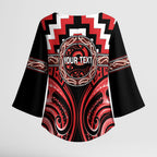 Aotearoa Ngati Toa Personalised Kimono Sleeve Blouse Maori Iwi Poutama Puhoro Tattoo