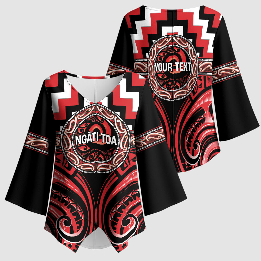 Aotearoa Ngati Toa Personalised Kimono Sleeve Blouse Maori Iwi Poutama Puhoro Tattoo