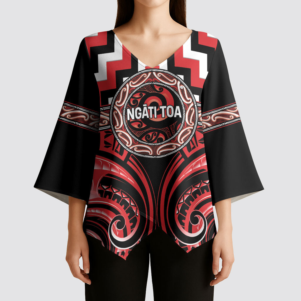 Aotearoa Ngati Toa Personalised Kimono Sleeve Blouse Maori Iwi Poutama Puhoro Tattoo