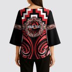 Aotearoa Ngati Toa Personalised Kimono Sleeve Blouse Maori Iwi Poutama Puhoro Tattoo