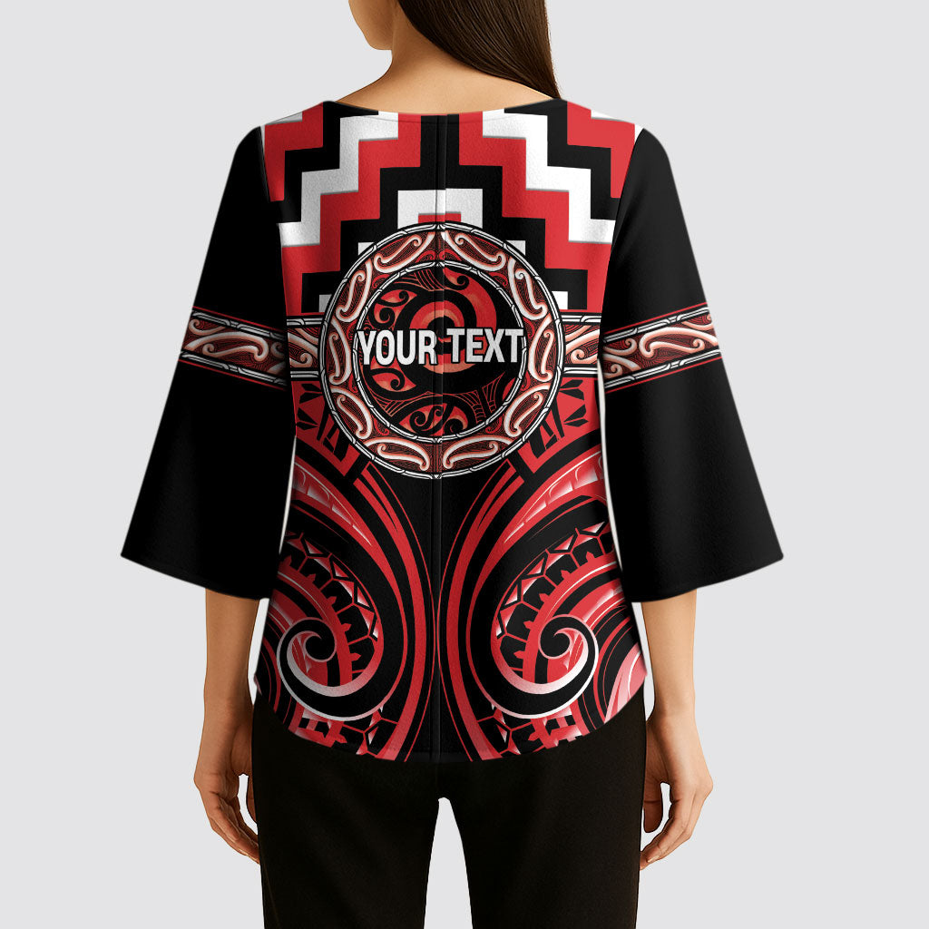 Aotearoa Ngati Toa Personalised Kimono Sleeve Blouse Maori Iwi Poutama Puhoro Tattoo