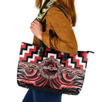 Aotearoa Ngati Toa Leather Tote Bag Maori Iwi Poutama Puhoro Tattoo