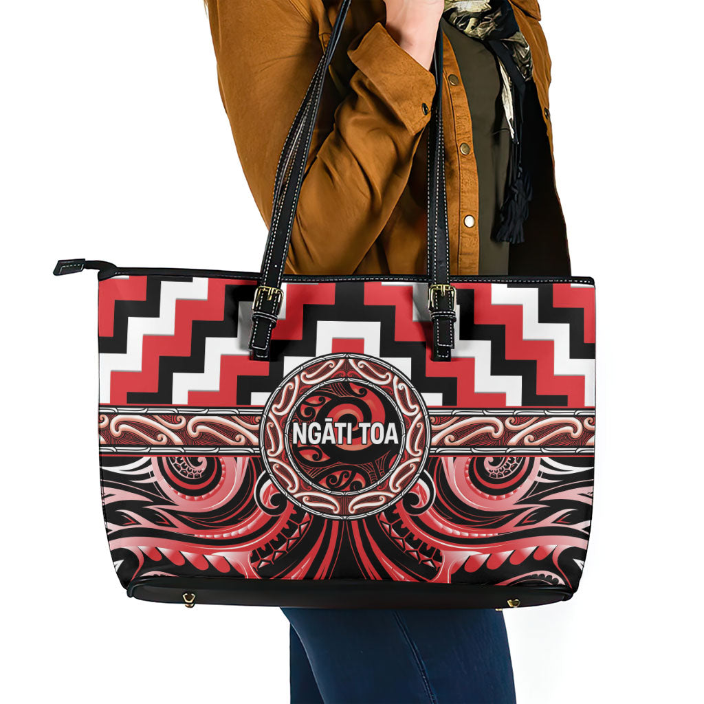 Aotearoa Ngati Toa Leather Tote Bag Maori Iwi Poutama Puhoro Tattoo