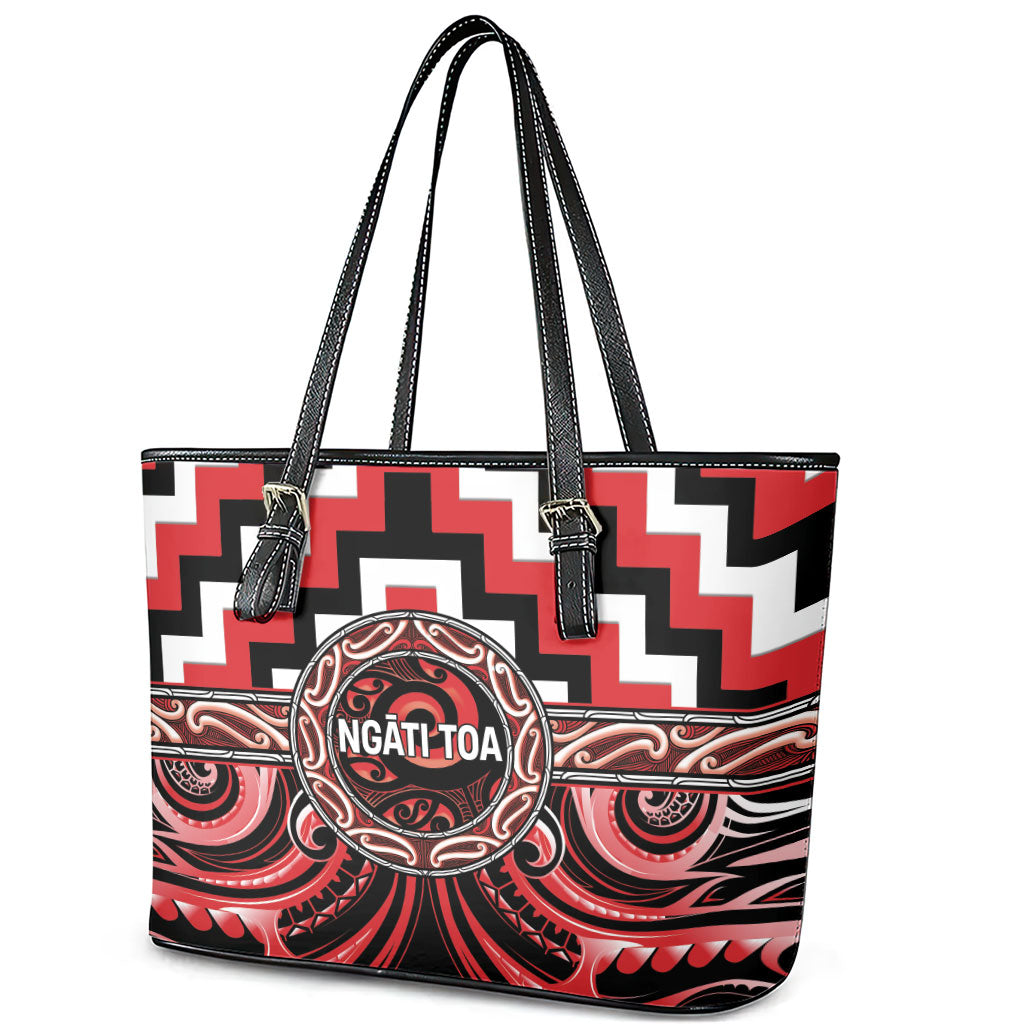 Aotearoa Ngati Toa Leather Tote Bag Maori Iwi Poutama Puhoro Tattoo
