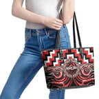 Aotearoa Ngati Toa Leather Tote Bag Maori Iwi Poutama Puhoro Tattoo