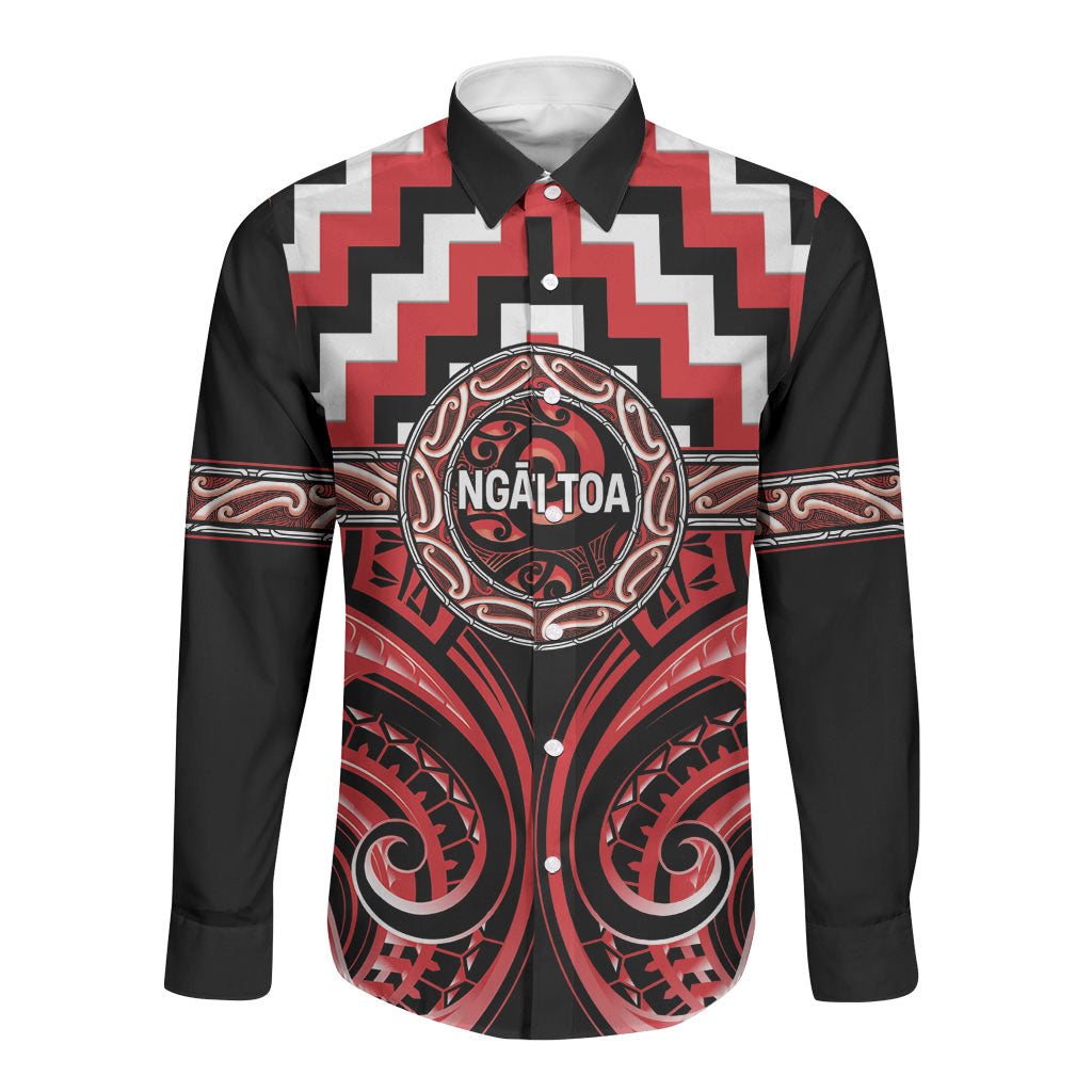 Aotearoa Ngati Toa Personalised Long Sleeve Button Shirt Maori Iwi Poutama Puhoro Tattoo