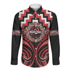 Aotearoa Ngati Toa Personalised Long Sleeve Button Shirt Maori Iwi Poutama Puhoro Tattoo