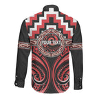 Aotearoa Ngati Toa Personalised Long Sleeve Button Shirt Maori Iwi Poutama Puhoro Tattoo