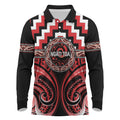 Aotearoa Ngati Toa Personalised Long Sleeve Polo Shirt Maori Iwi Poutama Puhoro Tattoo