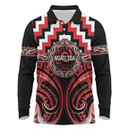 Aotearoa Ngati Toa Personalised Long Sleeve Polo Shirt Maori Iwi Poutama Puhoro Tattoo