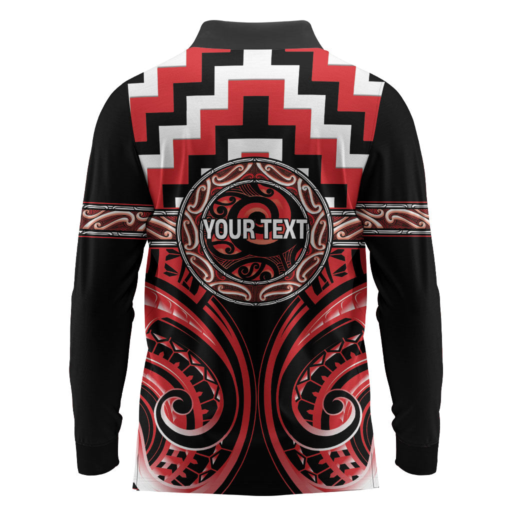 Aotearoa Ngati Toa Personalised Long Sleeve Polo Shirt Maori Iwi Poutama Puhoro Tattoo