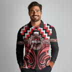 Aotearoa Ngati Toa Personalised Long Sleeve Polo Shirt Maori Iwi Poutama Puhoro Tattoo