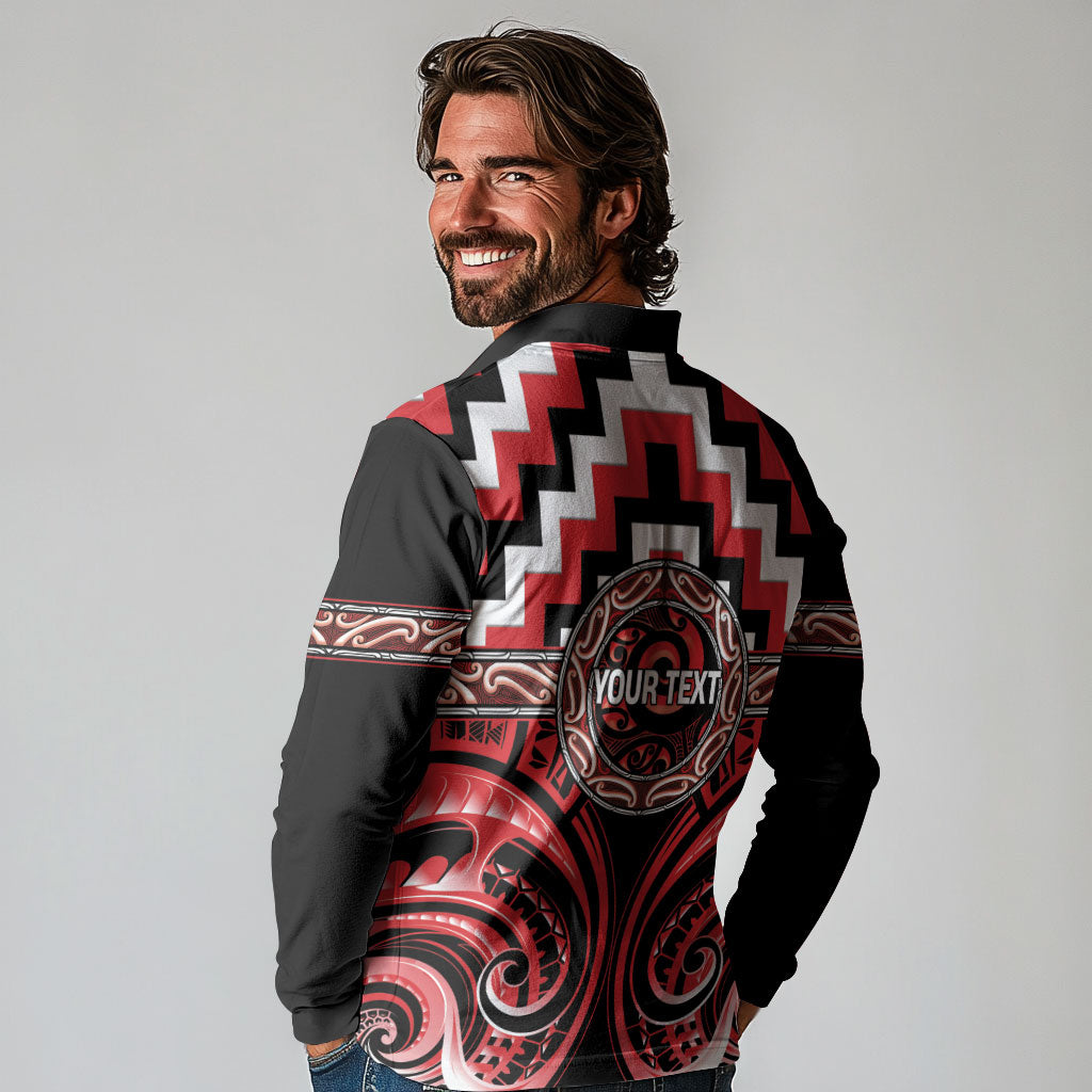 Aotearoa Ngati Toa Personalised Long Sleeve Polo Shirt Maori Iwi Poutama Puhoro Tattoo