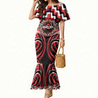 Aotearoa Ngati Toa Personalised Mermaid Dress Maori Iwi Poutama Puhoro Tattoo