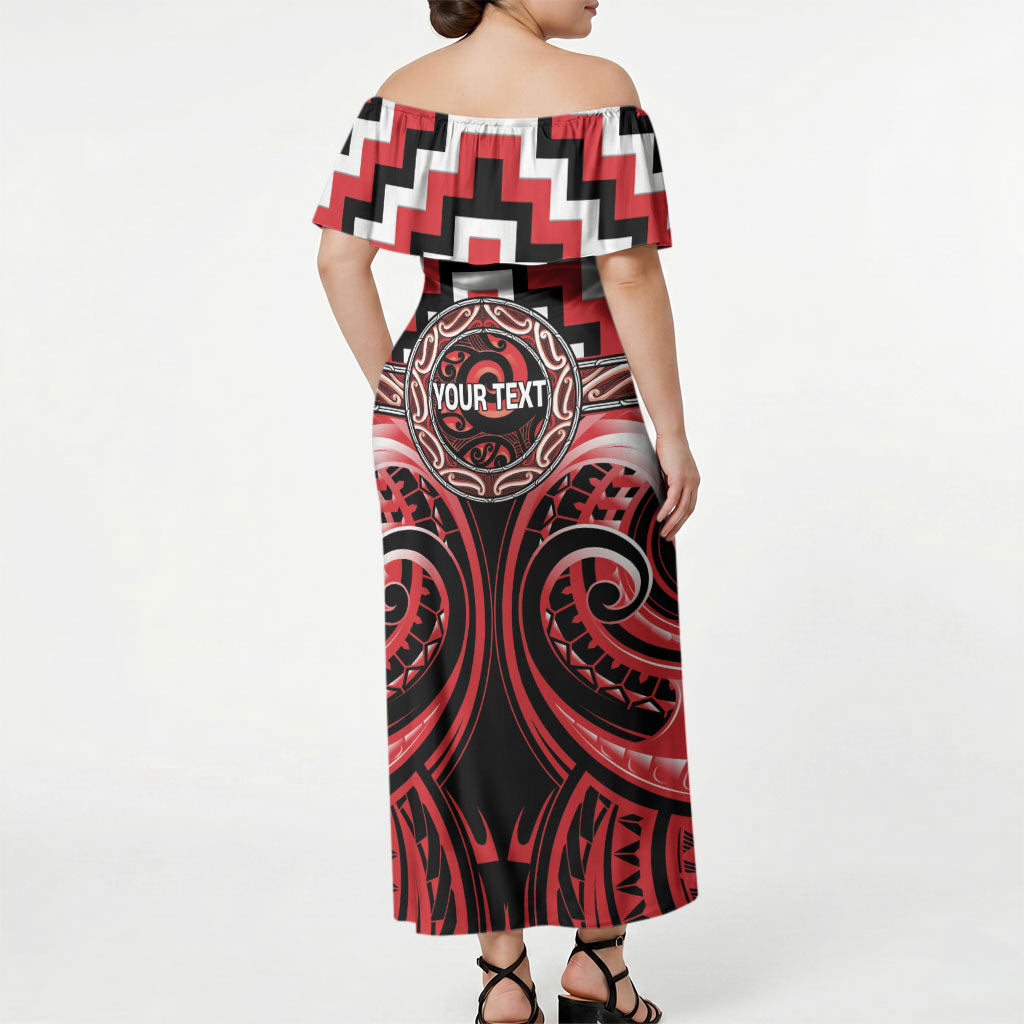 Aotearoa Ngati Toa Personalised Off Shoulder Maxi Dress Maori Iwi Poutama Puhoro Tattoo