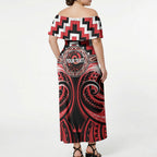 Aotearoa Ngati Toa Personalised Off Shoulder Maxi Dress Maori Iwi Poutama Puhoro Tattoo