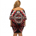 Aotearoa Ngati Toa Personalised Off Shoulder Short Dress Maori Iwi Poutama Puhoro Tattoo