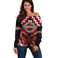 Aotearoa Ngati Toa Personalised Off Shoulder Sweater Maori Iwi Poutama Puhoro Tattoo