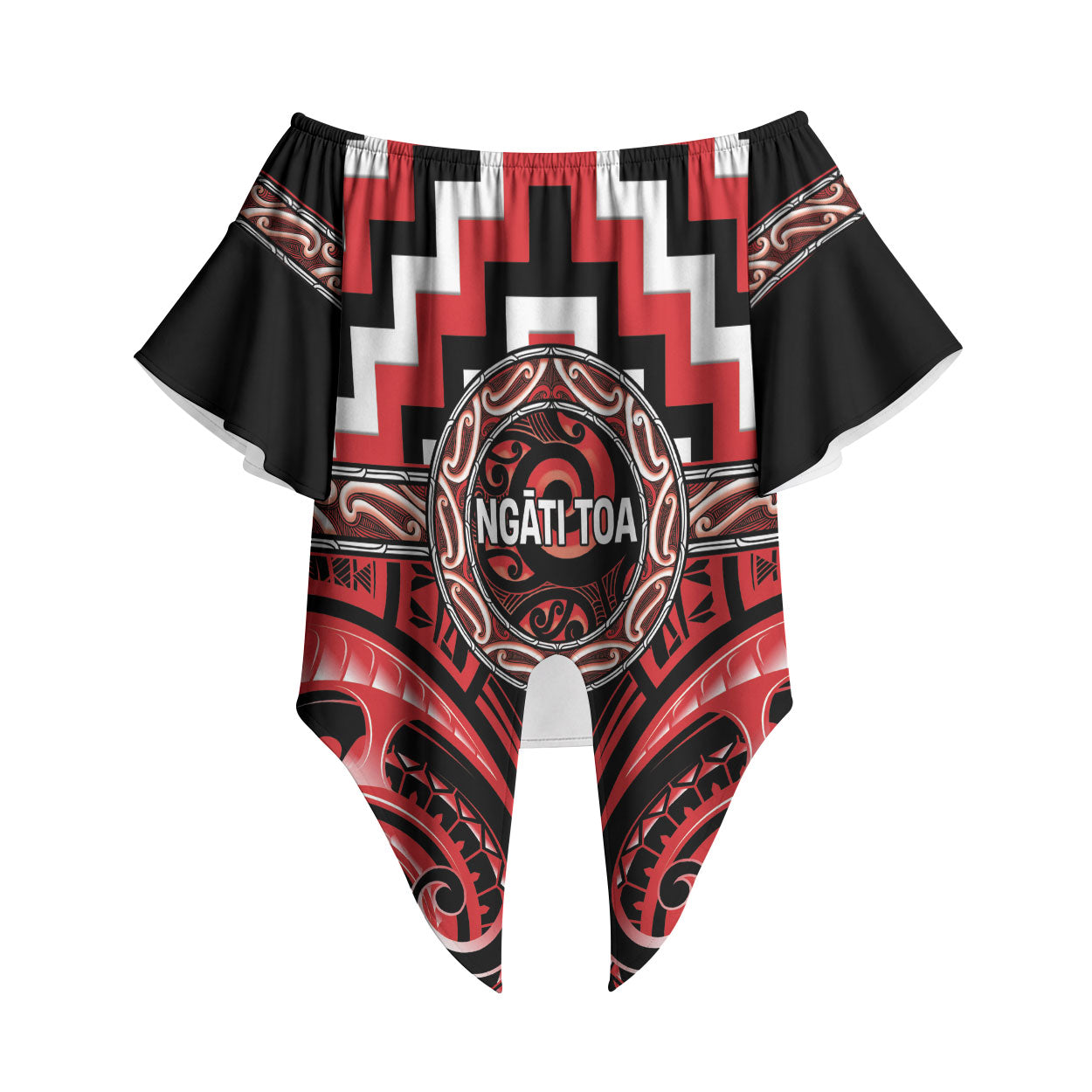 Aotearoa Ngati Toa Personalised Off Shoulder Wrap Waist Top Maori Iwi Poutama Puhoro Tattoo