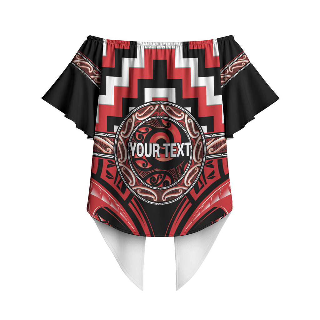 Aotearoa Ngati Toa Personalised Off Shoulder Wrap Waist Top Maori Iwi Poutama Puhoro Tattoo