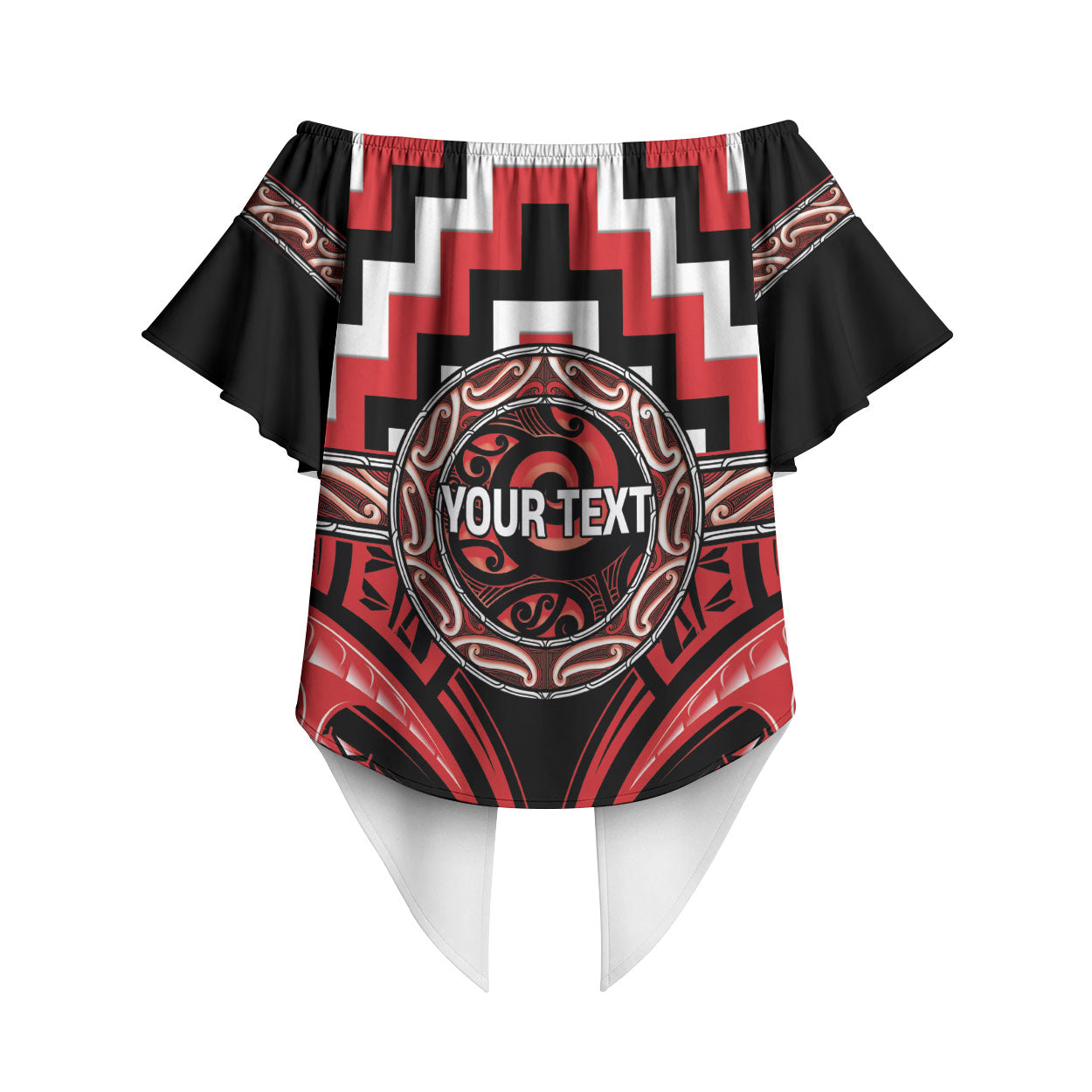 Aotearoa Ngati Toa Personalised Off Shoulder Wrap Waist Top Maori Iwi Poutama Puhoro Tattoo