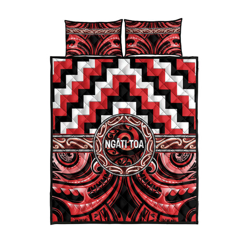 Aotearoa Ngati Toa Quilt Bed Set Maori Iwi Poutama Puhoro Tattoo