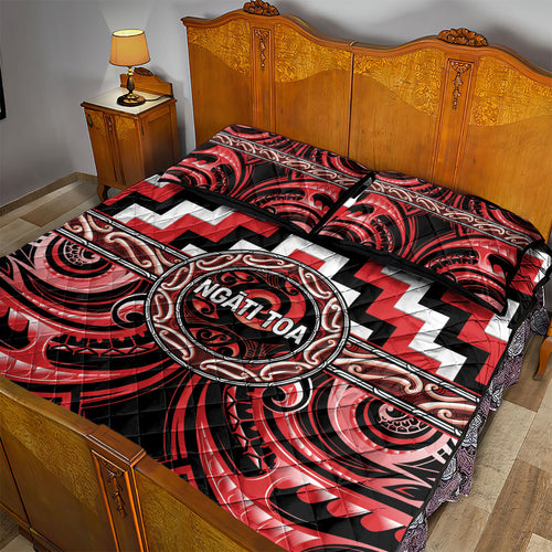 Aotearoa Ngati Toa Quilt Bed Set Maori Iwi Poutama Puhoro Tattoo