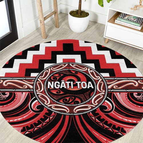 Aotearoa Ngati Toa Round Carpet Maori Iwi Poutama Puhoro Tattoo