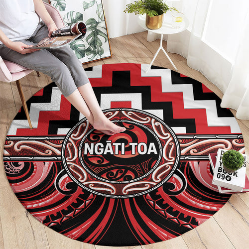 Aotearoa Ngati Toa Round Carpet Maori Iwi Poutama Puhoro Tattoo