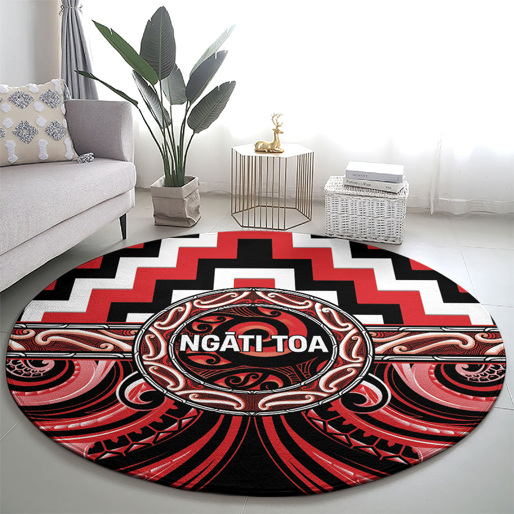 Aotearoa Ngati Toa Round Carpet Maori Iwi Poutama Puhoro Tattoo