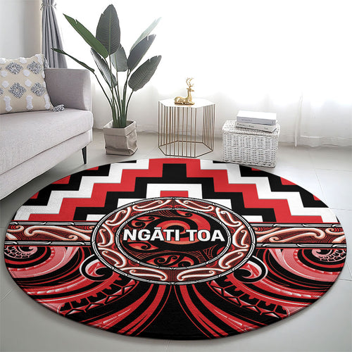 Aotearoa Ngati Toa Round Carpet Maori Iwi Poutama Puhoro Tattoo