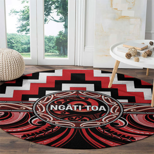 Aotearoa Ngati Toa Round Carpet Maori Iwi Poutama Puhoro Tattoo
