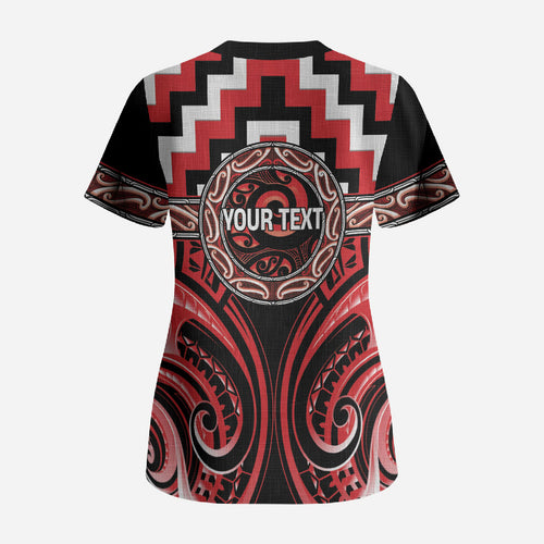 Aotearoa Ngati Toa Personalised Scrub Top Maori Iwi Poutama Puhoro Tattoo