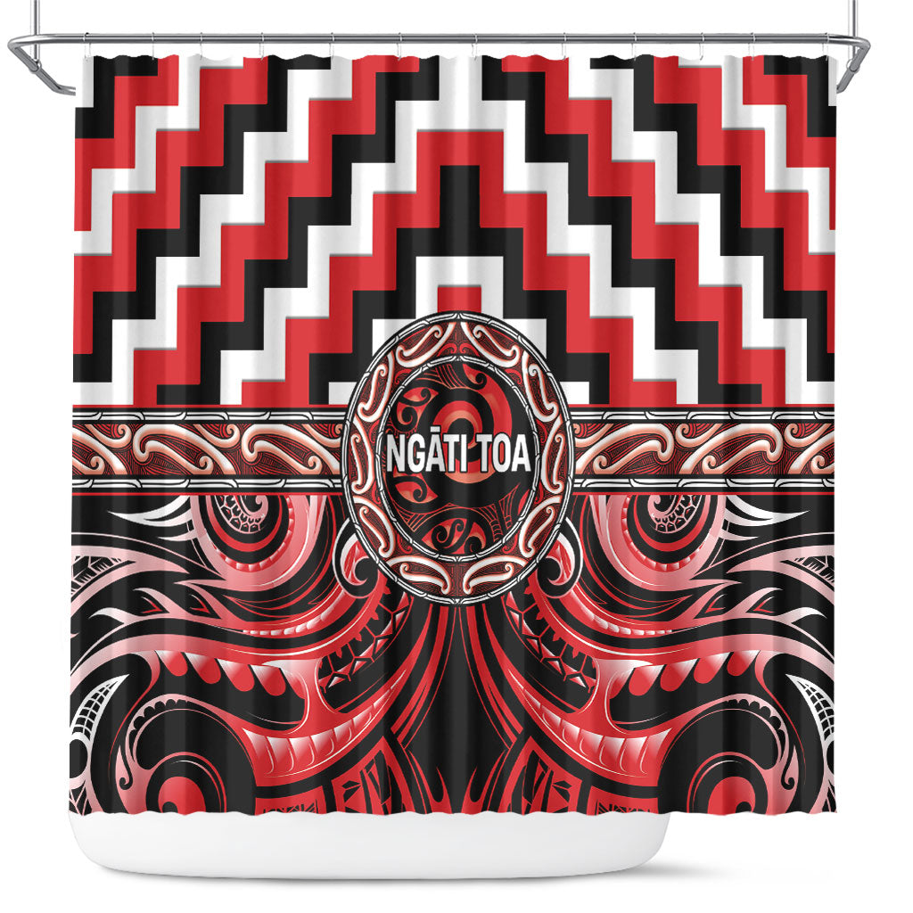 Aotearoa Ngati Toa Shower Curtain Maori Iwi Poutama Puhoro Tattoo