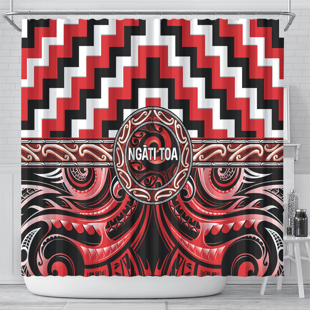 Aotearoa Ngati Toa Shower Curtain Maori Iwi Poutama Puhoro Tattoo