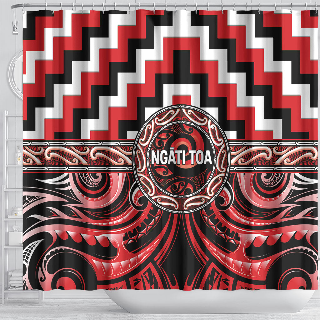 Aotearoa Ngati Toa Shower Curtain Maori Iwi Poutama Puhoro Tattoo