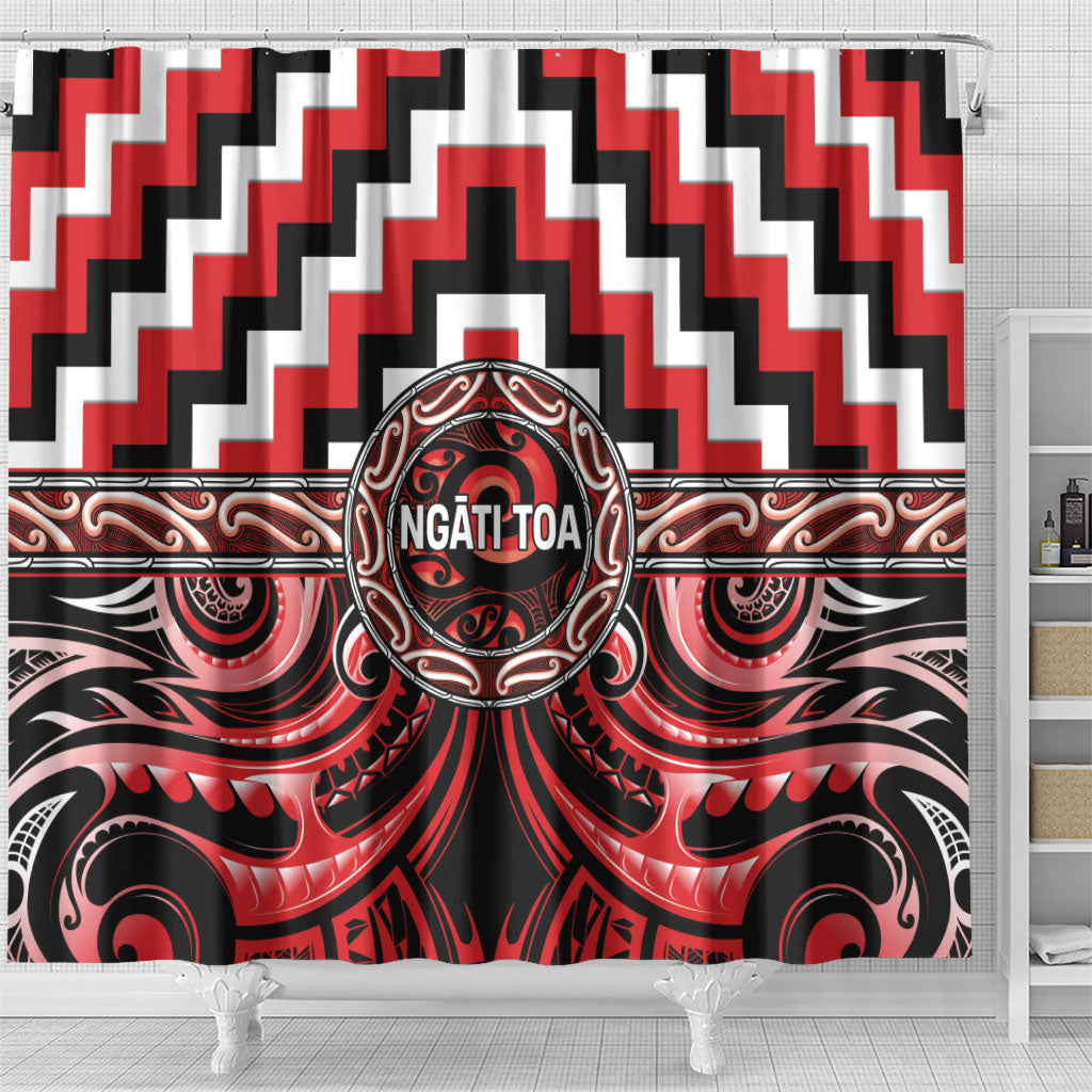 Aotearoa Ngati Toa Shower Curtain Maori Iwi Poutama Puhoro Tattoo