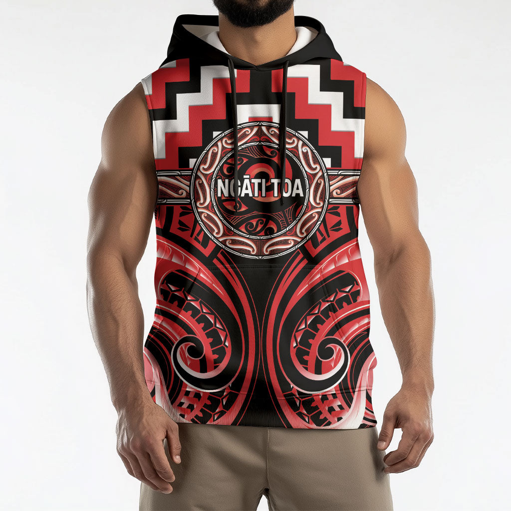 Aotearoa Ngati Toa Personalised Sleeveless Hoodie Maori Iwi Poutama Puhoro Tattoo