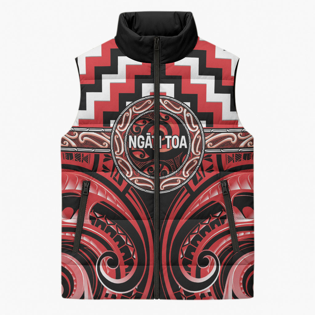 Aotearoa Ngati Toa Personalised Sleeveless Puffer Jacket Maori Iwi Poutama Puhoro Tattoo
