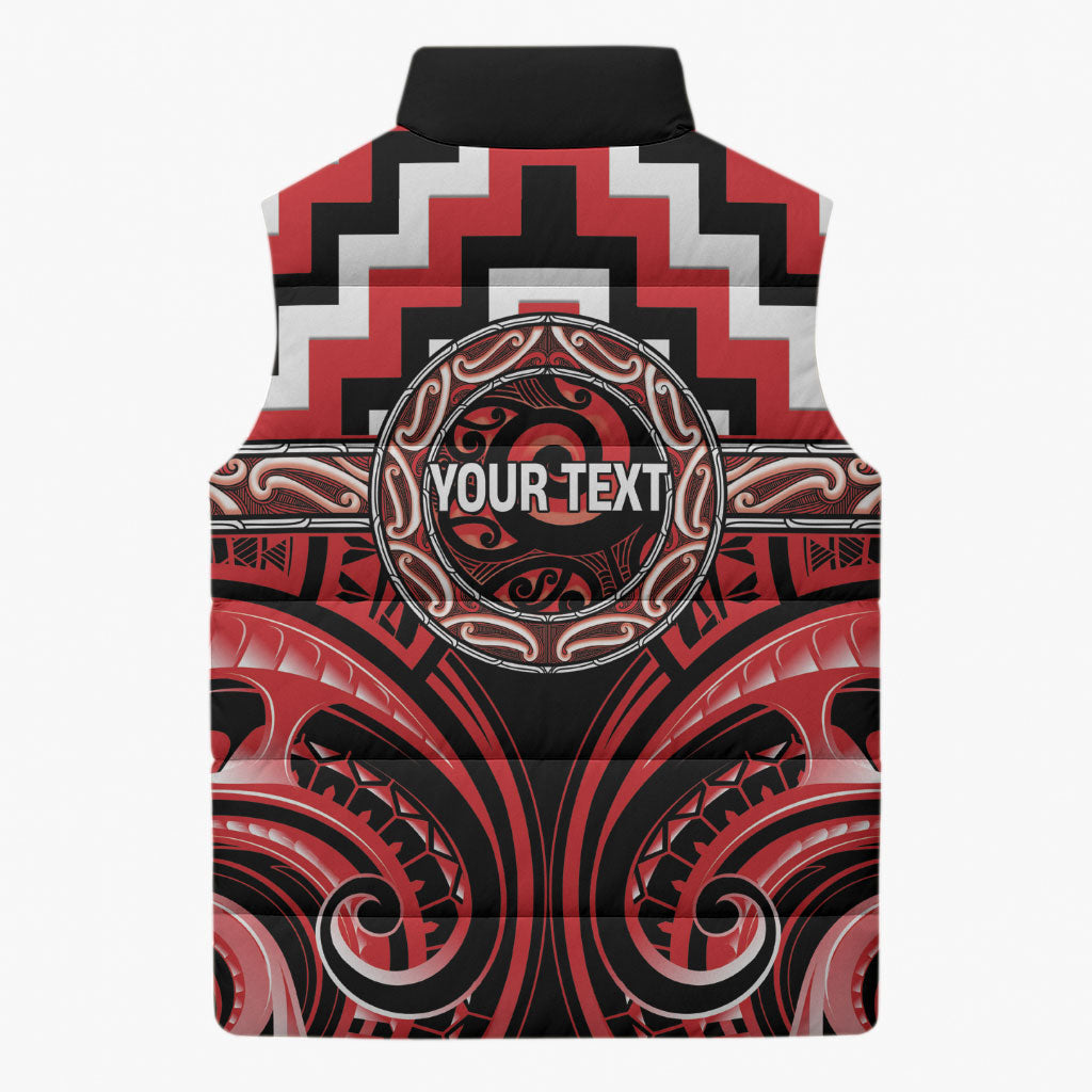 Aotearoa Ngati Toa Personalised Sleeveless Puffer Jacket Maori Iwi Poutama Puhoro Tattoo