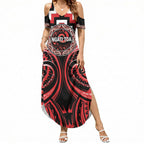 Aotearoa Ngati Toa Personalised Summer Maxi Dress Maori Iwi Poutama Puhoro Tattoo
