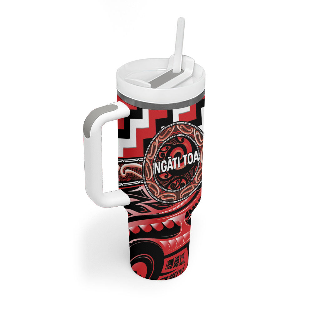 Aotearoa Ngati Toa Personalised Tumbler With Handle Maori Iwi Poutama Puhoro Tattoo
