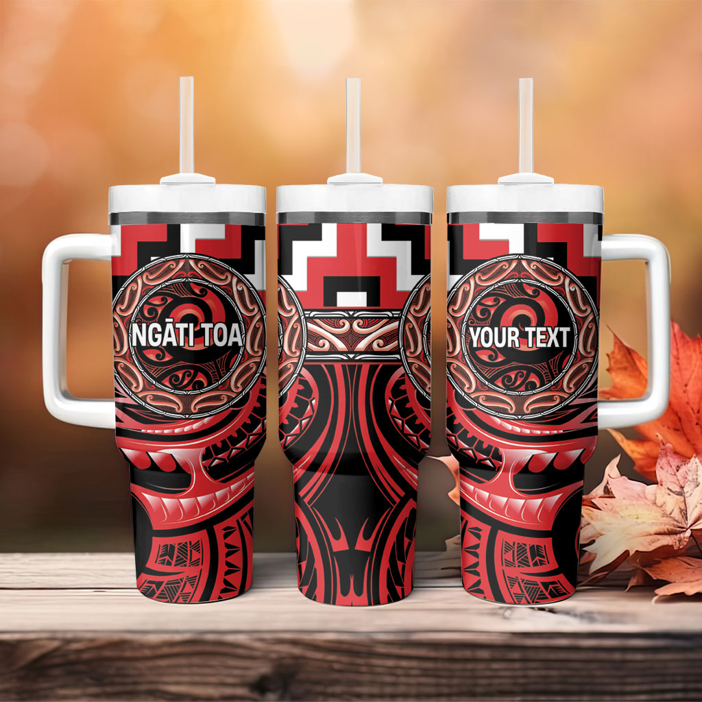 Aotearoa Ngati Toa Personalised Tumbler With Handle Maori Iwi Poutama Puhoro Tattoo