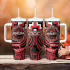 Aotearoa Ngati Toa Personalised Tumbler With Handle Maori Iwi Poutama Puhoro Tattoo