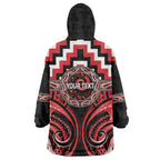 Aotearoa Ngati Toa Personalised Wearable Blanket Hoodie Maori Iwi Poutama Puhoro Tattoo