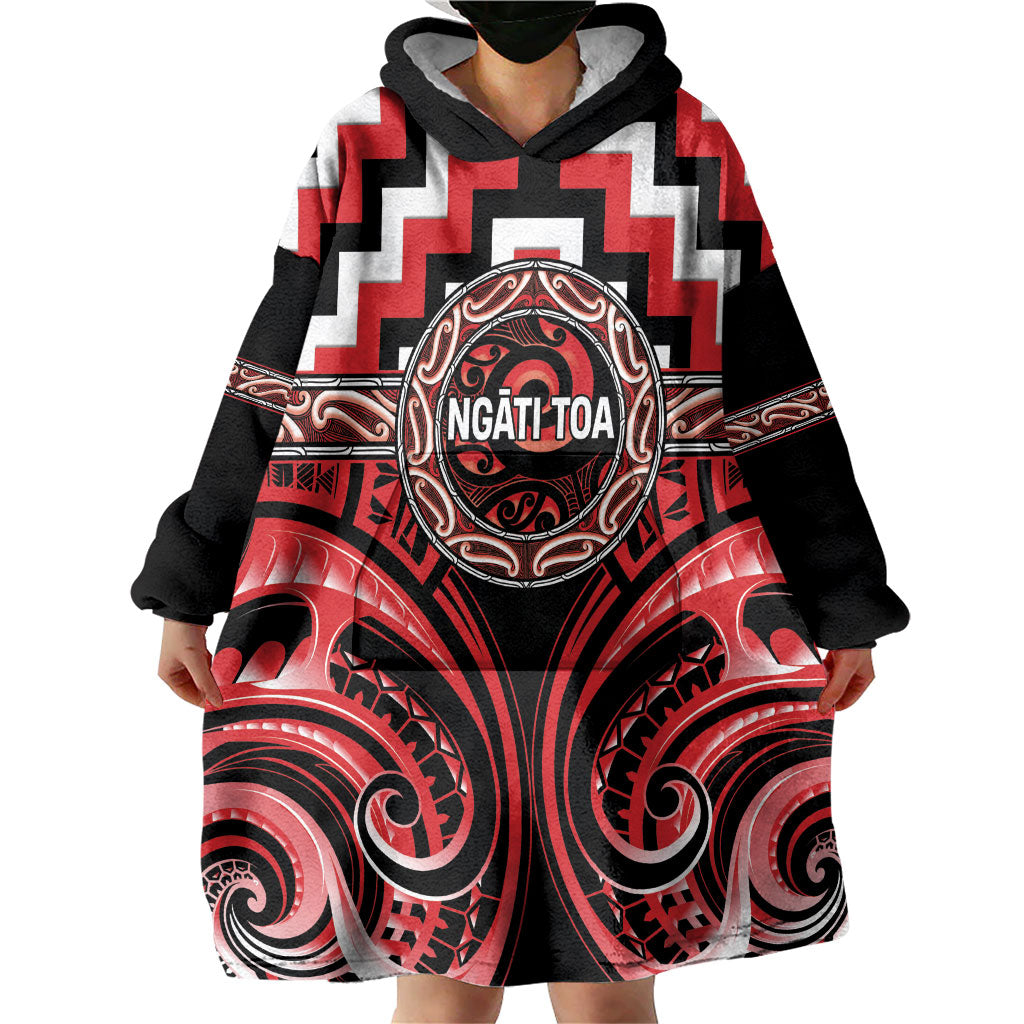 Aotearoa Ngati Toa Personalised Wearable Blanket Hoodie Maori Iwi Poutama Puhoro Tattoo