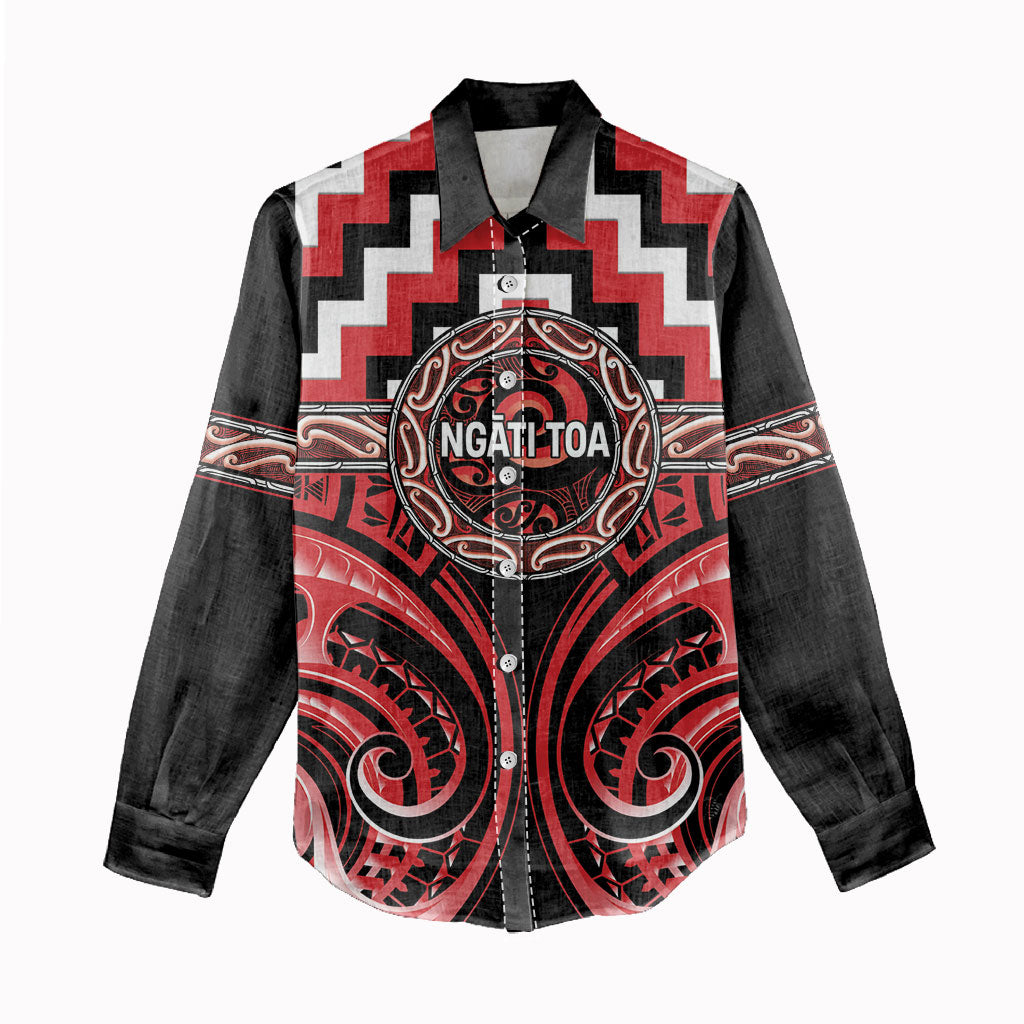 Aotearoa Ngati Toa Personalised Women Casual Shirt Maori Iwi Poutama Puhoro Tattoo