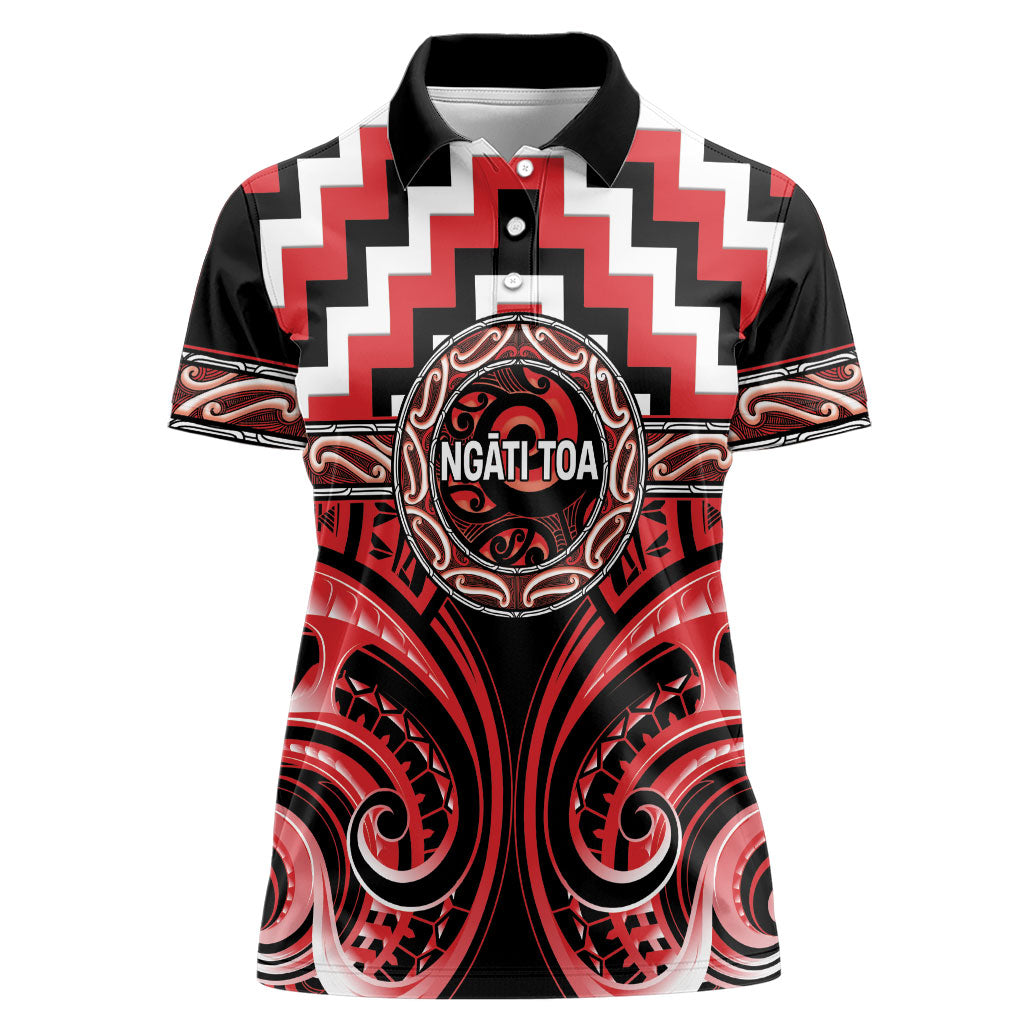 Aotearoa Ngati Toa Personalised Women Polo Shirt Maori Iwi Poutama Puhoro Tattoo